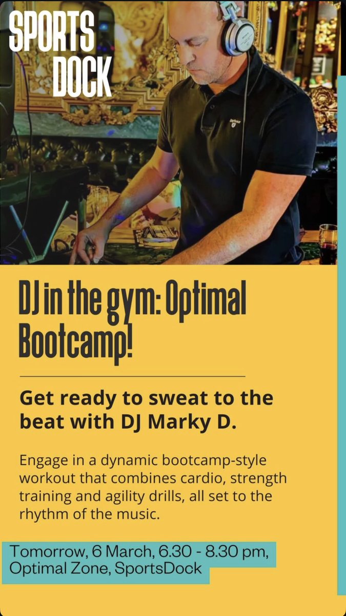 MarkyDMusic (@markyd_music) on Twitter photo Working up a sweat at <a href="/UELSportsDock/">SportsDock</a> tomorrow night bringing some Bootcamp Bangers…
#UEL #SportsDock #Bootcamp #BootcampBangers #DJ #Gym #London Working up a sweat at <a href="/UELSportsDock/">SportsDock</a> tomorrow night bringing some Bootcamp Bangers…
#UEL #SportsDock #Bootcamp #BootcampBangers #DJ #Gym #London