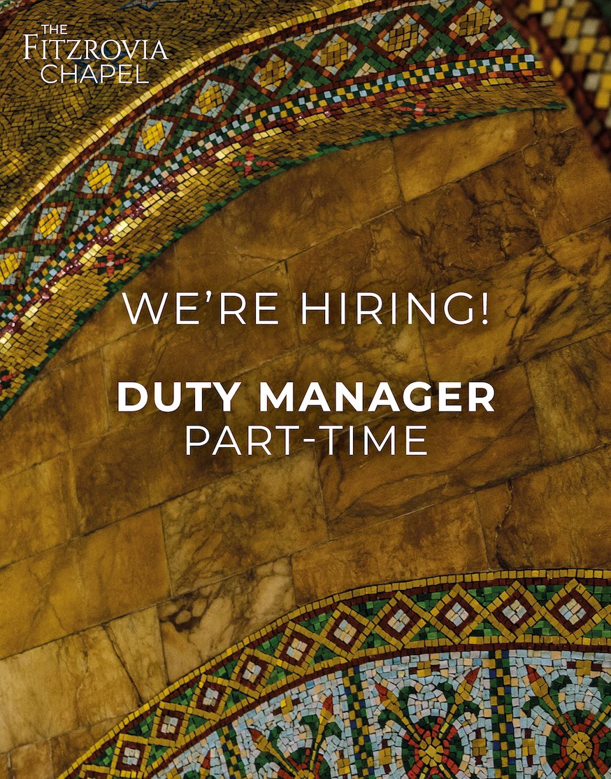 We're looking for an experienced part-time duty manager for our wonderful chapel fitzroviachapel.org/were-looking-f…