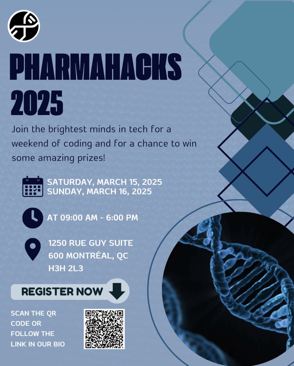 The McGill AMR Centre is excited to partner with this year’s Pharmahacks hackathon with an AMR Challenge. Join Pharmahacks for an exciting weekend of coding challenges with life science applications! 
Date: March 15-16 2025
Time: 9:00am - 6:00pm 
1250 Rue Guy, Suite 600