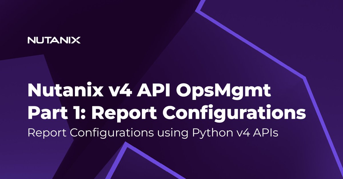 NutanixNation's tweet photo. Join us for deep dive part 1 into using the Nutanix v4 Python SDK to create & manage Prism Central reports. This critical capability is now released as GA and is important in managed or automated environments. https://t.co/59puw3gXLP #nutanix #api #v4api #opsmgmt #sdk #python https://t.co/zdXEe3rpdf