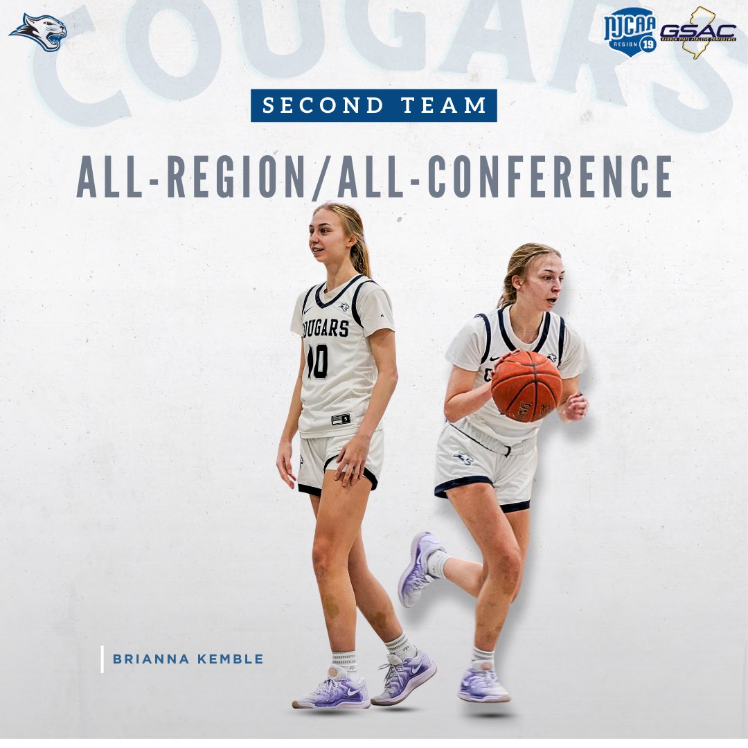 Congratulations to Freshman Brianna Kemble for landing on the 2024-25 Division III Women’s Basketball All-Region and All-Conference Teams!

#gocougars #cougarnation #njcaabasketball