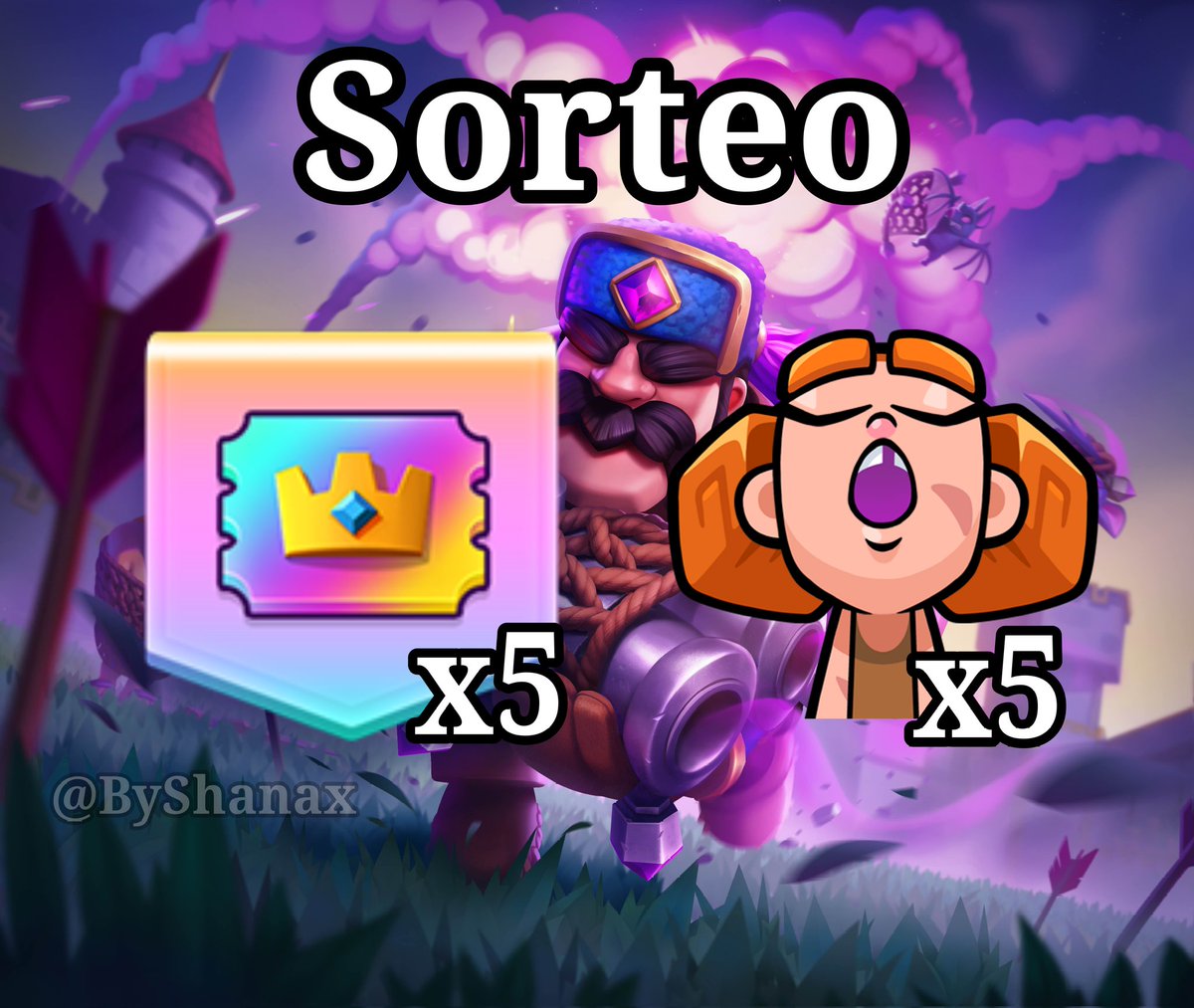 SORTEO
5 Pass Diamante💎
5 Emotes de Berserker🦊
🍀10 Ganadores🍀
Requisitos:
👉Seguirme✅
👉RT🔄 y Fav❤️
👉Etiqueta a 1 amigo
👉Para más posibilidades seguirme en  Youtube y Twitch (@byshanax)
Ganadores Domingo a la noche🫰
#GiftedBySupercell #ClashRoyale