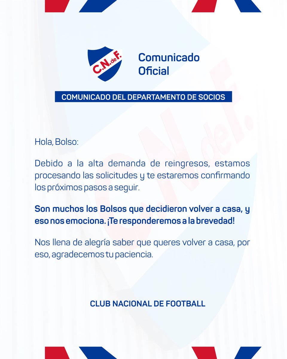 📌 Comunicado del Departamento de Socios