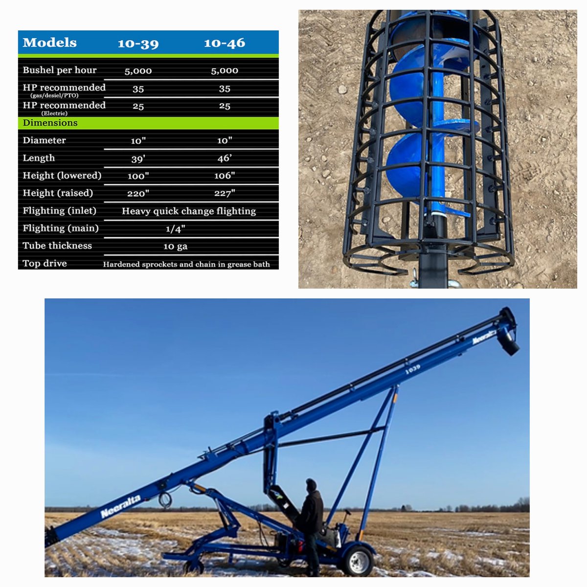 I have (3) 10x46 Augers available and ready for delivery into #Saskatchewan and #Manitoba. 50% heavier overall auger, heavy flighting, gas motor, mover &amp; work lights. Drop me a dm if you could use a new #grain #auger on the #farm