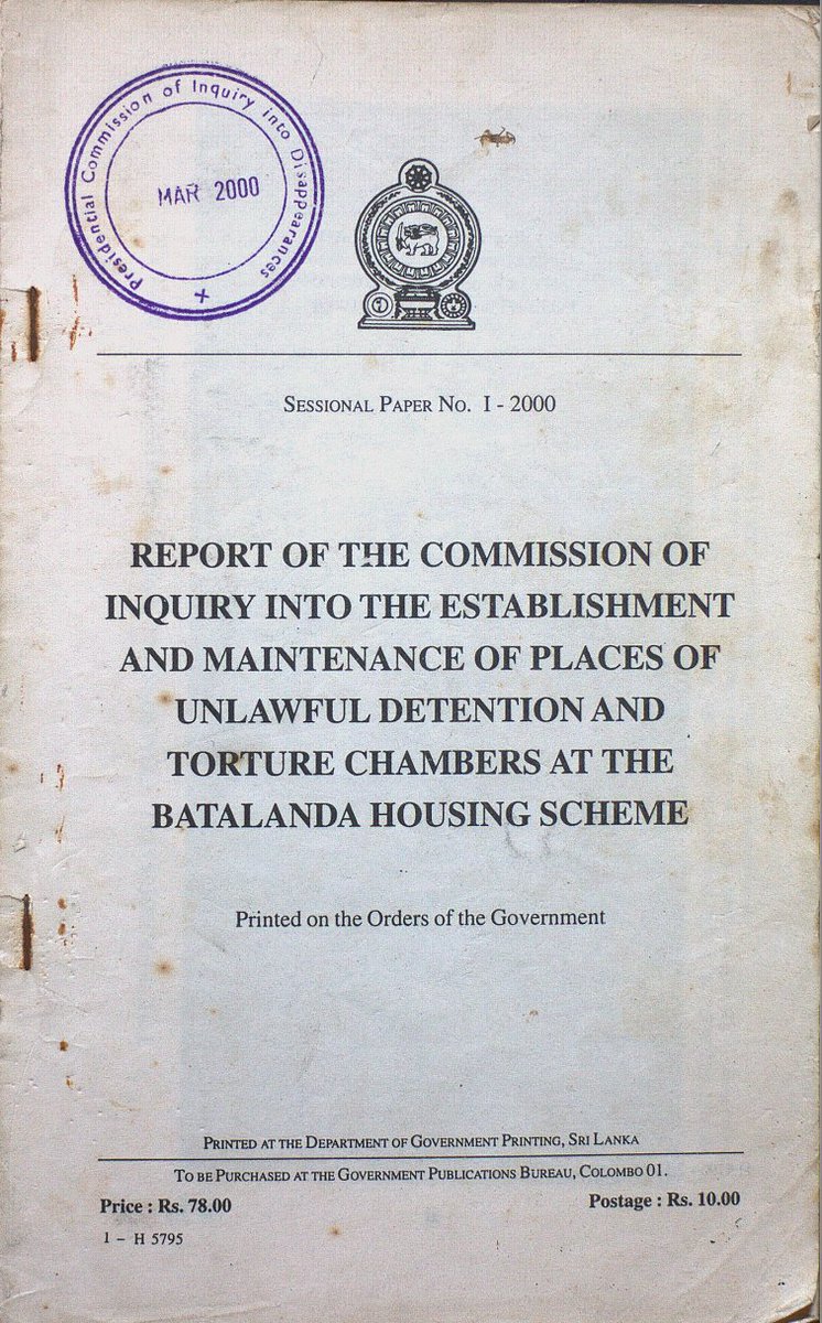 Ranil Wickremasinghe tries to deny existence of a government presidential commission of inquiry report on  #batalanda which was an abandoned housing estate used for illegal detention &amp; #torture in #srilanka in the late 80s - do read the #lka report here: itjpsl.com/reports/archive