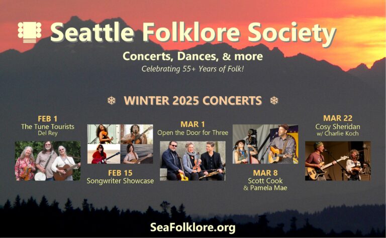 Our 2025 #concert #series continues!
seafolklore.org/events/
MARCH
● 8 Cook &amp; Mae
● 22 Sheridan &amp; Koch
● 29 Todalo Shakers
APRIL
● 5 Scottish Fish
● 12 Muriel Anderson
● 13 Bon Debarras
MAY
● 3 Kevin Burke
● 11 Tannahill Weavers
● 17 Byrne Brothers
● 18 Tony McManus