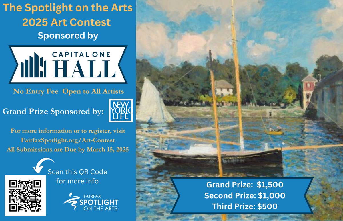 The City of Fairfax Spotlight on the Arts is holding an art contest for artists of all ages. Submissions are due by March 15. Go to the Spotlight website for more information. fairfaxspotlight.org/art-contest/