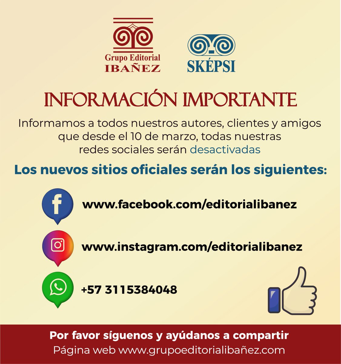 📢 Aviso Importante 📢
Actualizamos nuestras redes sociales 💯

📚 Todo lo que necesitas en un solo lugar:
👉 Novedades, publicaciones, eventos y más

🌟 Únete a nuestros nuevos sitios aquí: linktr.ee/grupoeditorial…