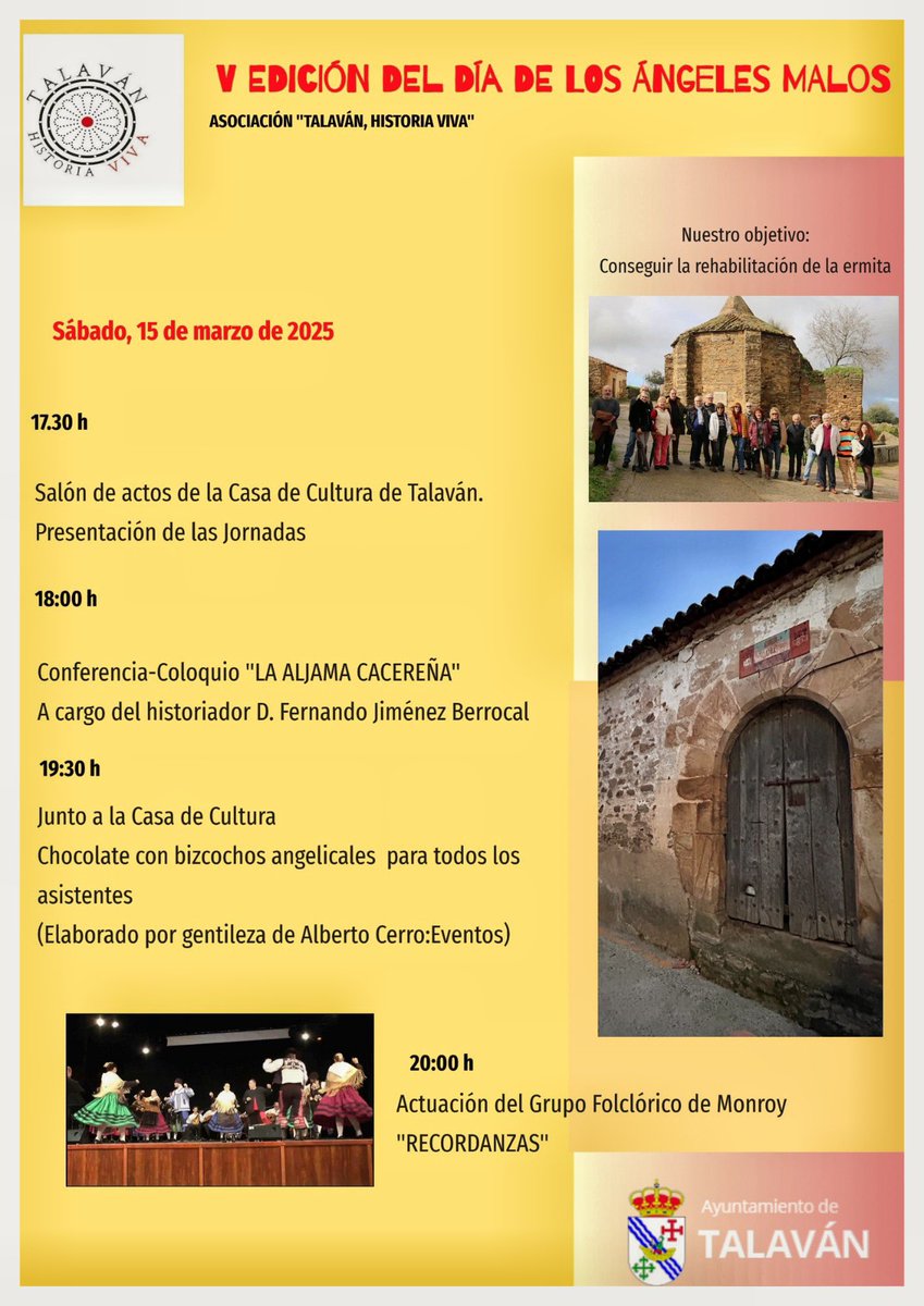 Celebraremos el "Día de los ángeles malos" coincidiendo  con el cumpleaños de la ermita del Santo Cristo el sábado 15 de marzo.
Tendremos una interesante charla, chocolatada con bizcochos y folklore!!!
Iremos dando detalles del programa.