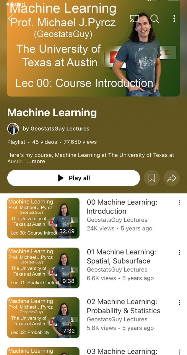 GeostatsGuy's tweet photo. Learn #MachineLearning with my complete lecture series! Accessible and actionable educational content for all! 

Now with links to my new e-book so you can immediately try out and apply #DataScience! On YouTube @ https://t.co/IqHTHTLFNa ∀. https://t.co/ZAA07BRt9G