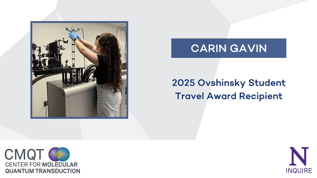 CMQT - Center for Molecular Quantum Transduction (@cmqtnu) on Twitter photo 🎉 Congratulations to <a href="/Physics_Carin/">S. Carin Gavin, PhD</a> on receiving the 2025 Ovshinsky Student Travel Award! 🎉
This prestigious honor recognizes outstanding student #researchers in #materials #physics. We're absolutely #spinning in excitement! Congrats, Carin! 👏 🎉 Congratulations to <a href="/Physics_Carin/">S. Carin Gavin, PhD</a> on receiving the 2025 Ovshinsky Student Travel Award! 🎉
This prestigious honor recognizes outstanding student #researchers in #materials #physics. We're absolutely #spinning in excitement! Congrats, Carin! 👏
