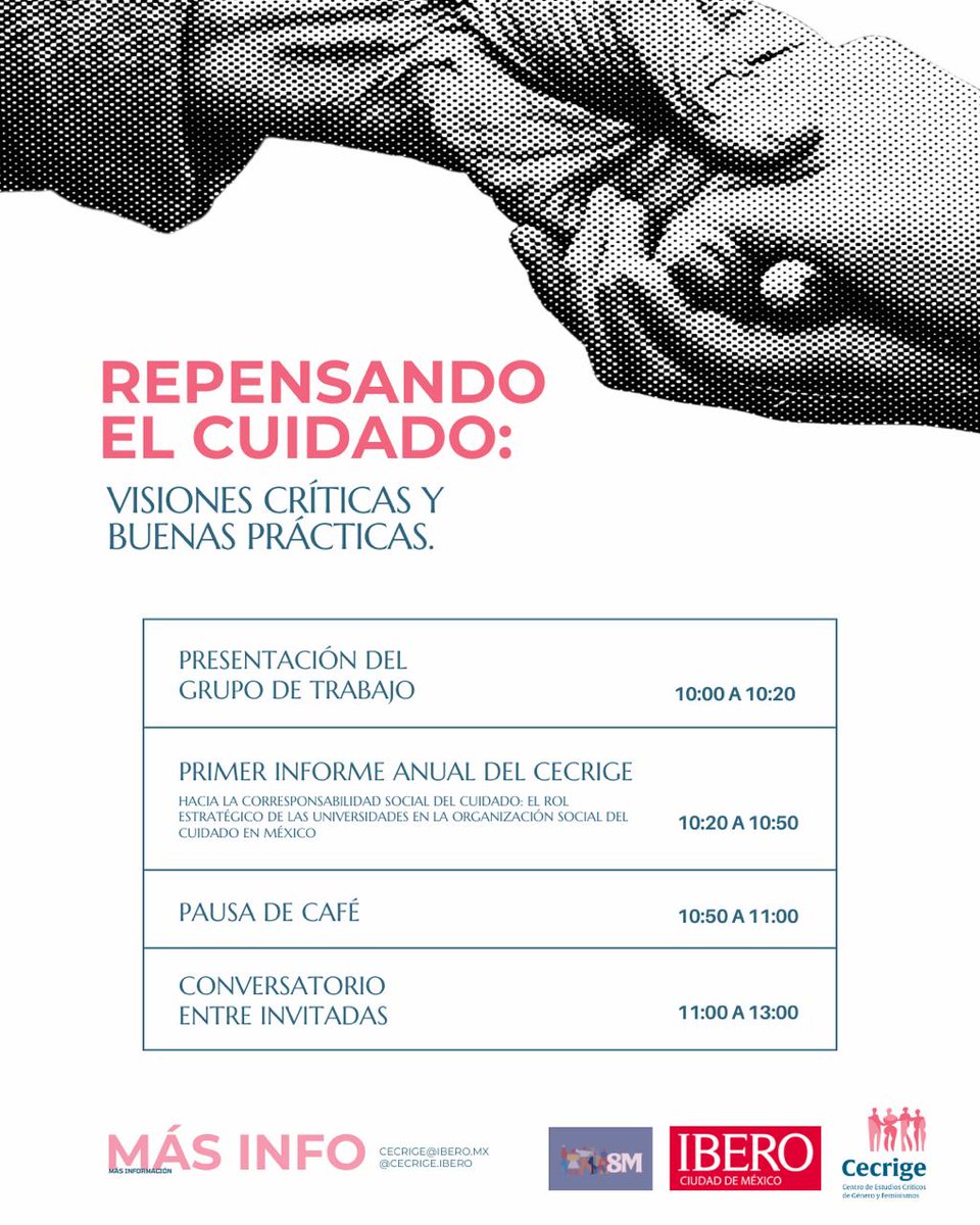 Mañana en la <a href="/IBERO_mx/">IBERO CDMX</a> <a href="/CECRIGE/">CECRIGE IBERO</a> rumbo al 8M. Tema principal #cuidados
