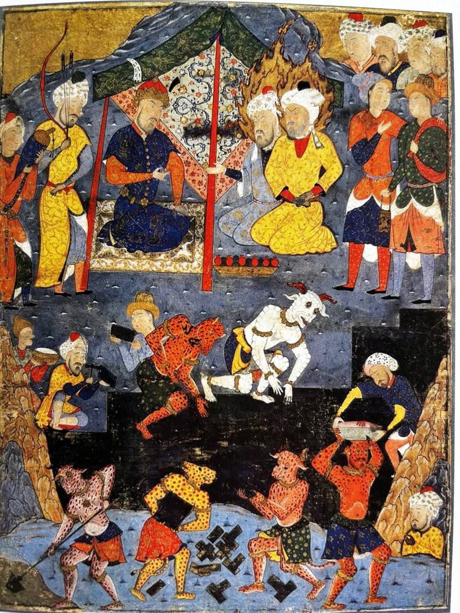 jusingfo's tweet photo. Zulkarnain dengan bantuan jin membangun Tembok Besi dari kaum Ya’juj dan Ma’juj.

Miniatur Persia abad ke-16. https://t.co/Nwq6XJfzq3