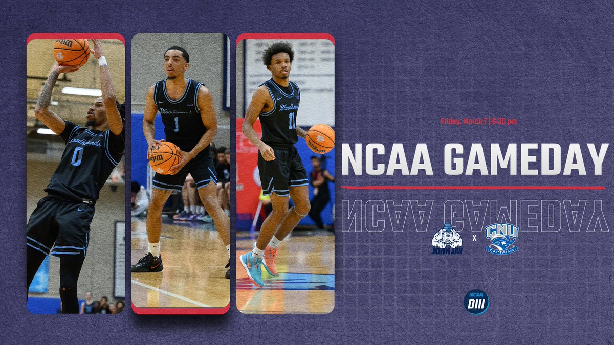 CUNY Athletic Conference (@cunyac) on Twitter photo NCAA GAMEDAY for <a href="/JJayAthletics/">John Jay Athletics</a>
➡️ at #8 Christopher Newport
📍 Newport News, Va.
⏰ 6:30 pm
📺 ncaa.com/game/6385285
#d3hoops #TheCityPlaysHere NCAA GAMEDAY for <a href="/JJayAthletics/">John Jay Athletics</a>
➡️ at #8 Christopher Newport
📍 Newport News, Va.
⏰ 6:30 pm
📺 ncaa.com/game/6385285
#d3hoops #TheCityPlaysHere
