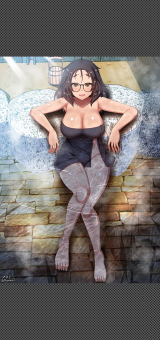 やっと最近忙しかった仕事が全部終わりました! 2月には絵をほとんど描くことができなかったですね··· 一日に一枚くらい描ければ満足できるのに 🥲 ! 

とにかく、昨日は温泉に行って心身をリフレッシュしてきたので、温泉を題材に一枚描きました。温泉はいいですね☺️♨️ 