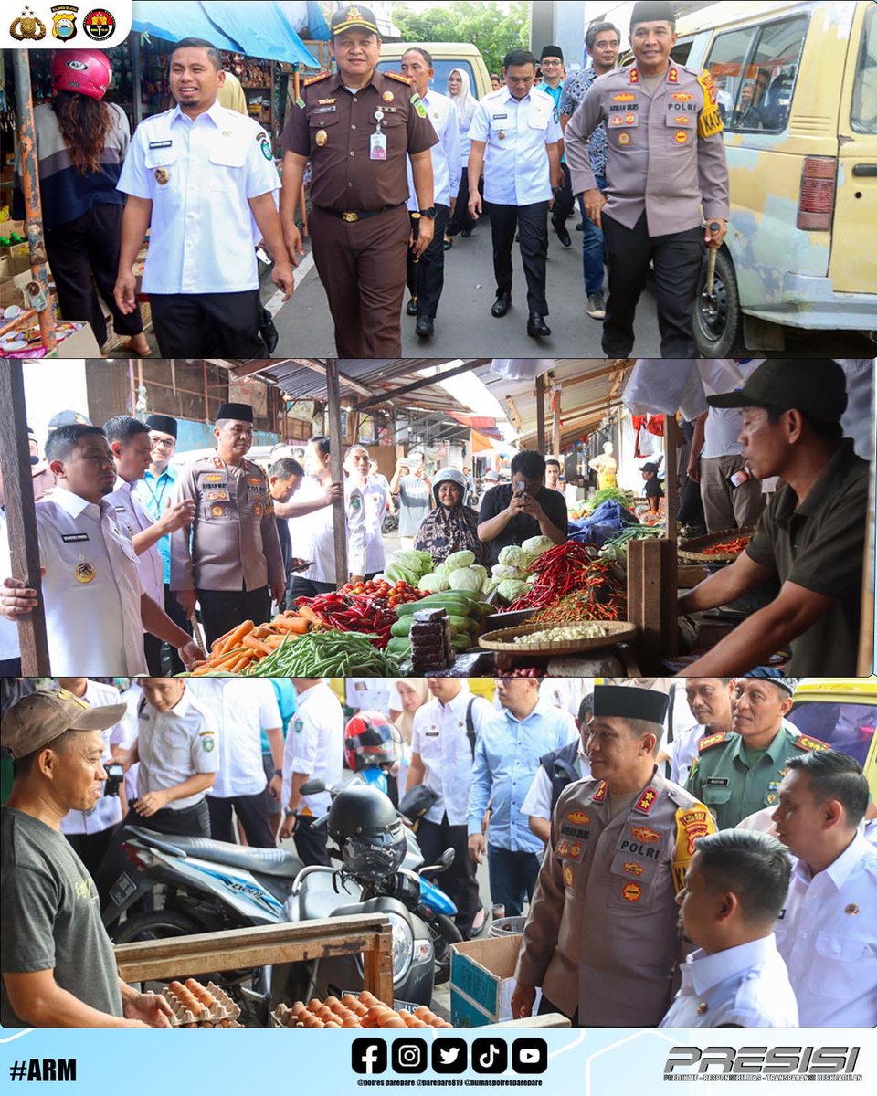PareparePolres's tweet image. Kapolres Parepare AKBP Arman Muis, S.H., S.I.K., M.M. bersama unsur Forkopimda melakukan Pemantauan harga bahan pokok di pasar tradisional lakessi
#ARM #tpy #bugis #akpol2003 
#polrihumanis #polisitemanta #bugismakassar #poldasulsel #polisiindonesia #polishgirl #parepareupdate