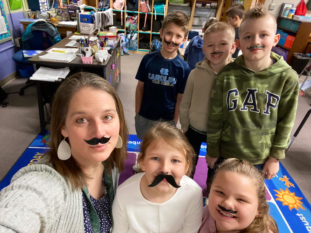 WataugaSchools's tweet image. In celebration of #ReadAcrossAmericaWeek, Blowing Rock School had a mustache-themed day in honor of "The Lorax!" 📖
Here is Mrs. Lara Whiteside with some of her mustached students 😄