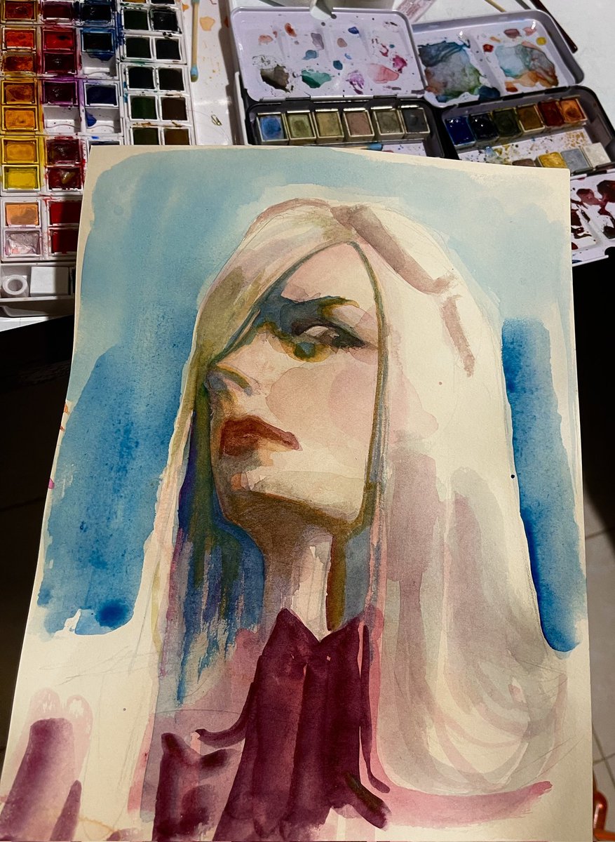 Hiiroshiiii's tweet image. been a long time since ive drawn heres jeanne on watercolor