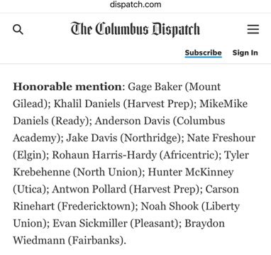 I’m blessed🙏🏽🤩 Division 5 All District Honorable Mention dispatch.com/story/sports/h… and congrats to my teammates <a href="/schaffer_kayden/">kayden Schaffer</a> on making 1st and <a href="/henry_larger/">Henry Larger</a> making 2nd team  <a href="/DispatchPreps/">Columbus Dispatch Preps</a> <a href="/PrepHoopsOH/">Prep Hoops Ohio</a> <a href="/270Hoops/">270 Hoops 🏀</a> <a href="/_MikeRoth/">Michael Roth</a> <a href="/shane25garcia/">Shane Garcia</a> <a href="/CBLComms/">Central Buckeye League</a>
