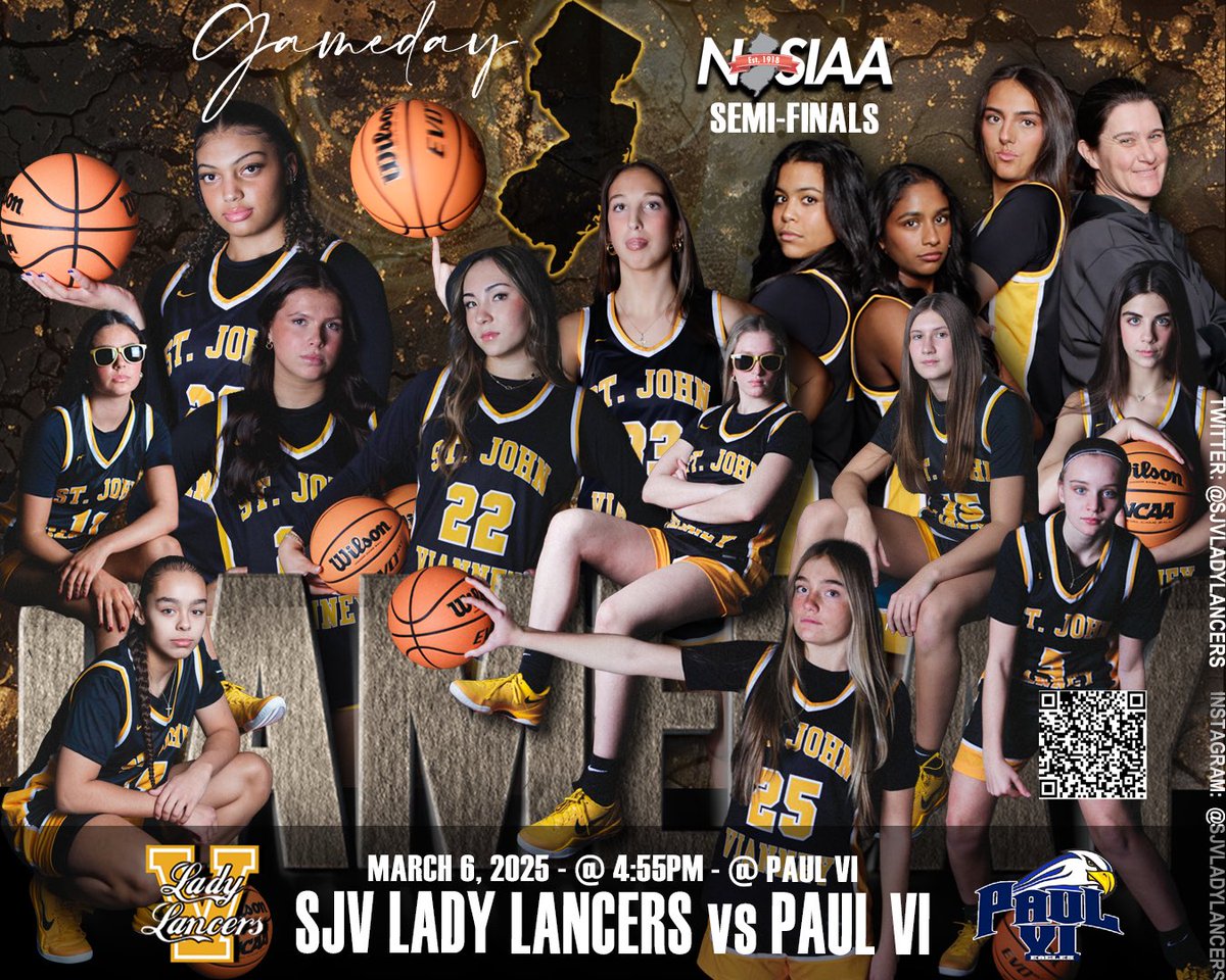 SJV Lady Lancers Basketball (@sjvladylancers) on Twitter photo GAMEDAY!! Pop out tomorrow, Thursday, March 6 @ 4:55 PM AS YOUR SJV Lady Lancers take on Paul VI in NJ State Tournament Semifinals! Game @ Paul VI Lets Gooooo!!! <a href="/sjvcoach/">Dawn Karpell</a> <a href="/SJVHS_Athletics/">Pat Smith</a> <a href="/SJVHS/">Saint John Vianney High School</a> <a href="/pero_zoe/">Zoe</a> 🎨📸 <a href="/LauraBruen/">Laura Bruen</a> GAMEDAY!! Pop out tomorrow, Thursday, March 6 @ 4:55 PM AS YOUR SJV Lady Lancers take on Paul VI in NJ State Tournament Semifinals! Game @ Paul VI Lets Gooooo!!! <a href="/sjvcoach/">Dawn Karpell</a> <a href="/SJVHS_Athletics/">Pat Smith</a> <a href="/SJVHS/">Saint John Vianney High School</a> <a href="/pero_zoe/">Zoe</a> 🎨📸 <a href="/LauraBruen/">Laura Bruen</a>