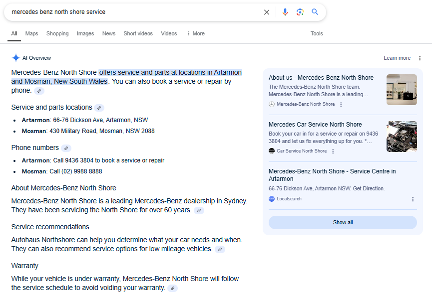 BennyPoulton's tweet photo. Citations in AI overviews!

This is the first time I've seen a local citation (https://t.co/pvDjXqzqYU) appear in an AI overview.

There's a lot of talk around GEO/LLMSEO/AISEO etc.... at the moment, but really it just boils down to pulling the right SEO levers.

We know AI overviews and other AI search tools are just an aggregation of data points, many outside of Google (moreso in the likes of ChatGPT).

In the case of local SEO, a result like the below means a listing on that platform is required for the sake of:
- AI overview coverage
- Brand real estate

It also reinforces how NAP consistency is a factor. If business information is being taken from sources outside of Google, like in this case, you want to make sure it's correct.

#LocalSEO #SEOTips