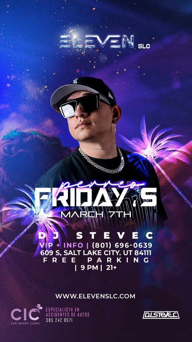 DjSteveC_'s tweet photo. 🚨PERREO FRIDAY🚨
#SaltLakeCity this Friday, Este Viernes 03.07.25 ‼️
I’ll be inside @elevenslc for #PerreoFriday 🐶 

Come elevate your nightlife &amp; stay for the perreo 😈

Dj’s 🎧
@djstevec_ 

Tickets available online 🎟️ 
VIP Sections DM 📲 
Guest list is limited 📨 https://t.co/yQHwvhZmSq