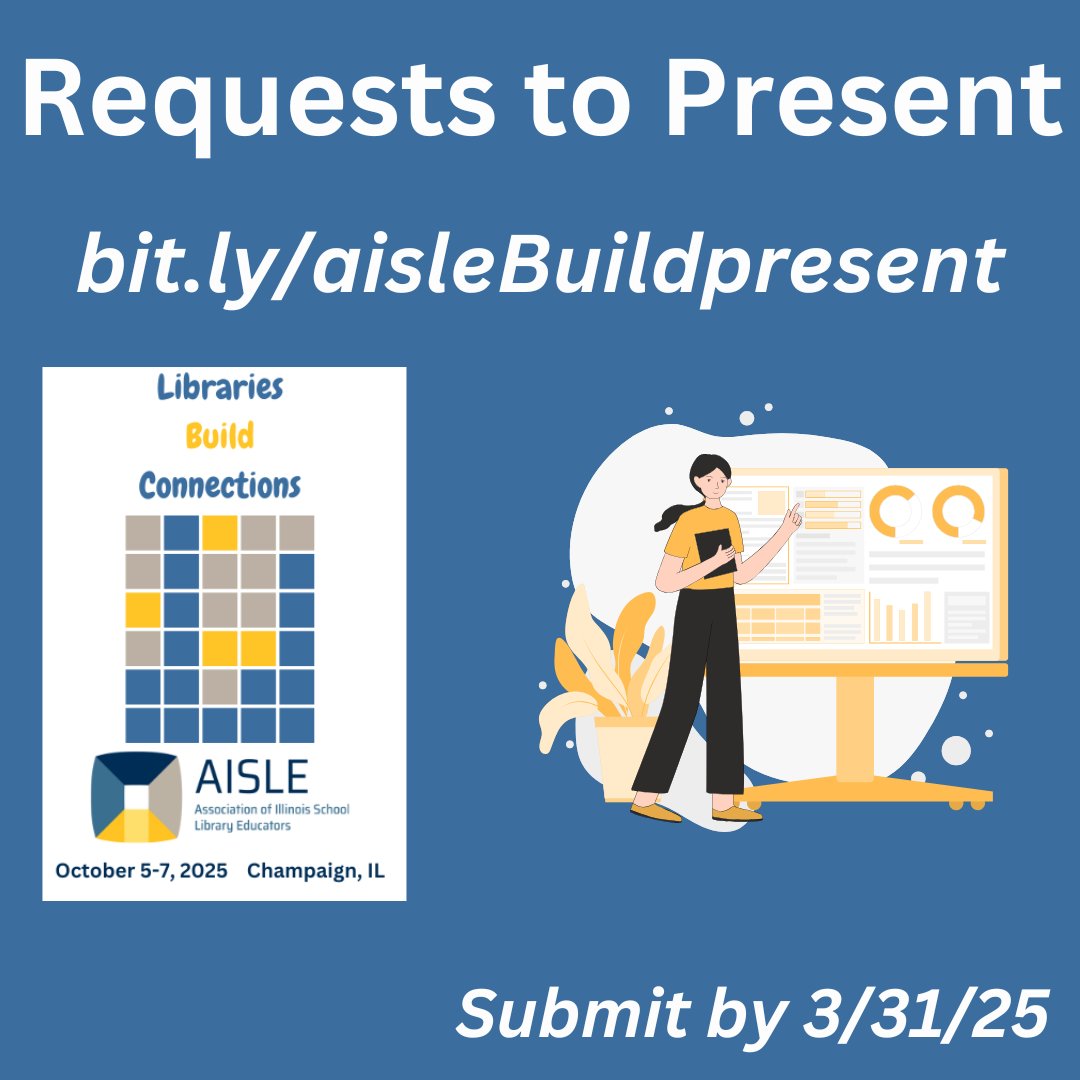 Are you passionate about school libraries? Do you have insights, programs, or innovative ideas to share? We’re looking for speakers to present at the 2025 AISLE Conference - Libraries Build Connections. Submit your proposal: bit.ly/aisleBuildpres….