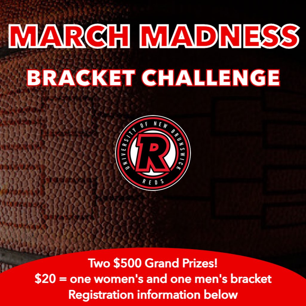 UNB Women's Basketball (@redswbb) on Twitter photo Get in on the Madness‼️
How to enter:
1. Register (link in bio)
2. Send an e-transfer to jr.reds.bball@unb.ca
3. Receive a link to our private group
4. Fill out your brackets
#goredsgo Get in on the Madness‼️
How to enter:
1. Register (link in bio)
2. Send an e-transfer to jr.reds.bball@unb.ca
3. Receive a link to our private group
4. Fill out your brackets
#goredsgo