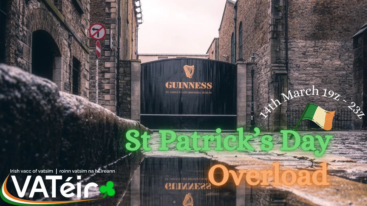It's that time of year! The annual St Patrick's Day Overload event is making a return in style sponsored by Guinness (if only)! Join us as we celebrate Ireland's biggest national holiday in style. Expect the ATC to be top class and the craic to be 90!