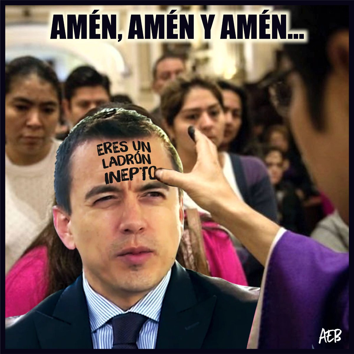 Felu_Garzon_'s tweet photo. Muchos fieles optan por dejarse la marca con ceniza todo el día, pero el pigmeo de Carondelet no se la podrá borrar nunca. Recuerda que ladrón inepto eres y en ladrón inepto te has de convertir.  Amén, amén y amén...

#NoboaEsCorrupcion #NoboaNuncaMás #SachaNoSeVende https://t.co/MpoBnzCSIk