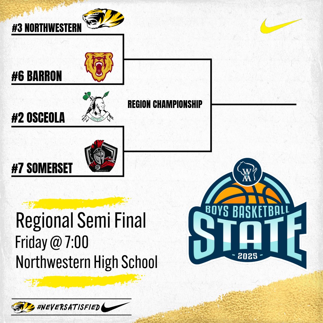 Last night we found out who we play in the upcoming playoffs! Let’s pack the gym Friday night as it could be the last time your Tigers play at home! 

#NEVERSATISFIED
#FAMILY
#GOTIGERS