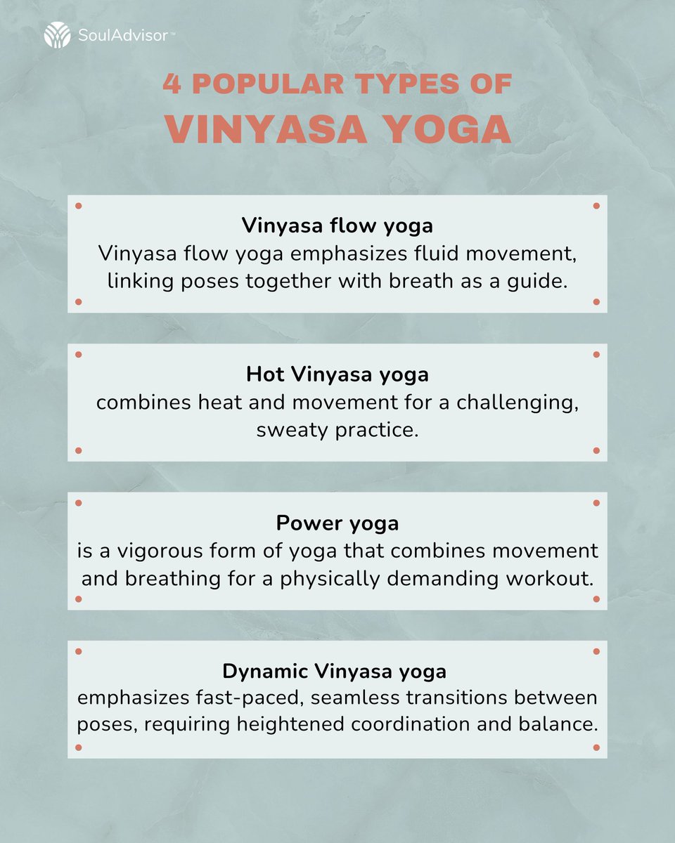 SoulAdvisor_com's tweet image. Vinyasa yoga, based on the flow of breath and movement, is a very popular style of yoga because it is challenging and dynamic and can be tailored to your needs.

Read the full article: souladvisor.com/your-sanctuary…

 #popularstyle #vinyasayoga #yoga4growth #souladvisor