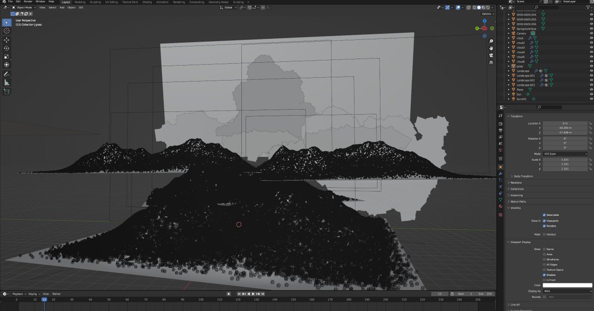 testing some cell shaded large scale environment #blender #b3d #3dcg
