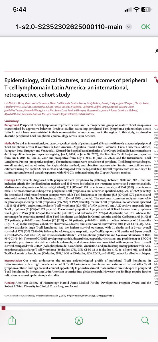 Dr. Luis Villela (@hematologo) on Twitter photo Extremely happy. Our paper about T-cell lymphoma epidemiology is out. Published at <a href="/TheLancetHaem/">The Lancet Haematology</a> . Many thanks all authors!!! Extremely happy. Our paper about T-cell lymphoma epidemiology is out. Published at <a href="/TheLancetHaem/">The Lancet Haematology</a> . Many thanks all authors!!!