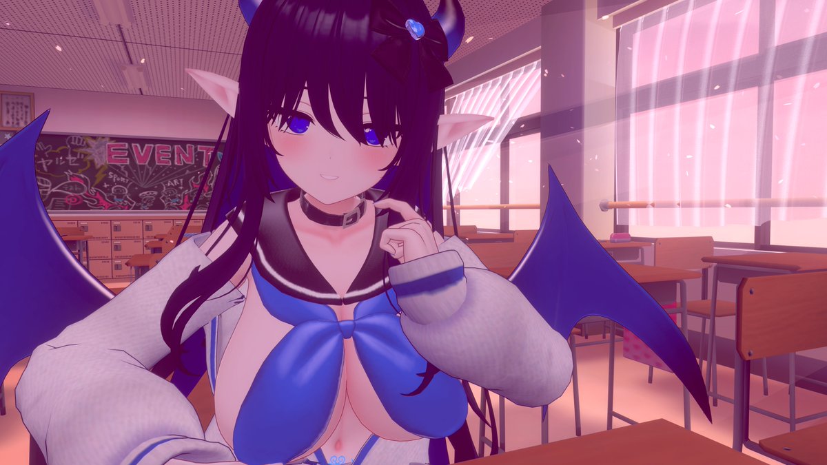 LancerDivine's tweet image. Finally got around taking photos!  This outfit heavily based on bombergirls gyaru demon school outfit. May be lewd but do like it!  

#ミルティナ #VRChat