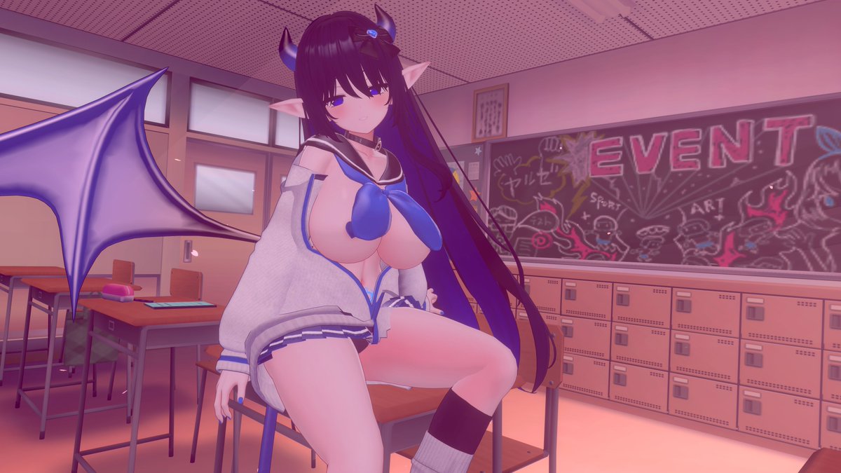 LancerDivine's tweet image. Finally got around taking photos!  This outfit heavily based on bombergirls gyaru demon school outfit. May be lewd but do like it!  

#ミルティナ #VRChat