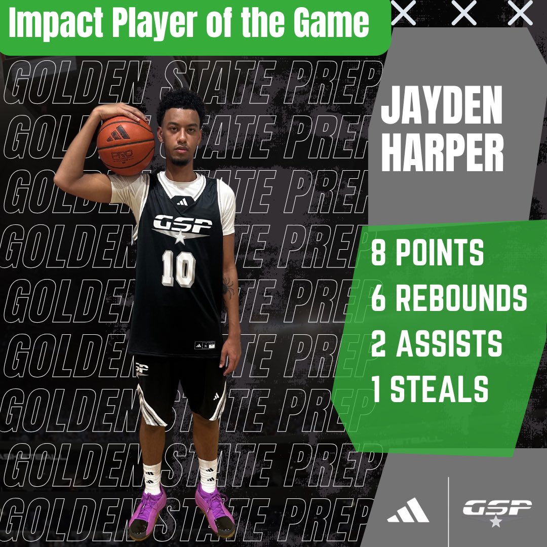 GSP Black Impact Players of the game vs Konnect Prep (NC) 

Zy’lerre Stewart 5p 7r 4a 1s
Russell Gibson 6p 5r 5a 1s 
Vladimir Khryapa 8p 7r 1a 2s 2b 
Jayden Harper 8p 6r 2a 1s