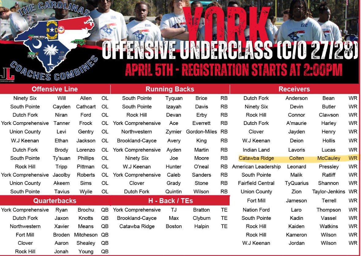 Colten McCauley (@mccauleycolten) on Twitter photo Honored to receive an invitation to the <a href="/CoachesCombines/">Carolinas Coaches Combine</a> ! Ready to compete on April 5th! <a href="/ZLendyak/">Zac Lendyak</a> <a href="/coachturner5/">Casey Turner</a> <a href="/RidgeCatawba/">Catawba Ridge Football</a> Honored to receive an invitation to the <a href="/CoachesCombines/">Carolinas Coaches Combine</a> ! Ready to compete on April 5th! <a href="/ZLendyak/">Zac Lendyak</a> <a href="/coachturner5/">Casey Turner</a> <a href="/RidgeCatawba/">Catawba Ridge Football</a>