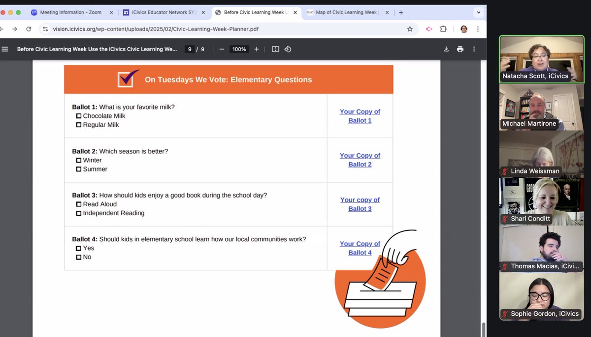 OnTuesdayWeVote (@ontuesdaywevote) on Twitter photo Shout out to <a href="/icivics/">iCivics</a> for giving us the time and space to talk about On Tuesdays We Vote. This is a great activity to do during <a href="/NationalCLW/">Civic Learning Week</a> and also instill life long democratic habits with your kids! #iCivicsEdNet 
Happy voting! 🗳️ Shout out to <a href="/icivics/">iCivics</a> for giving us the time and space to talk about On Tuesdays We Vote. This is a great activity to do during <a href="/NationalCLW/">Civic Learning Week</a> and also instill life long democratic habits with your kids! #iCivicsEdNet 
Happy voting! 🗳️