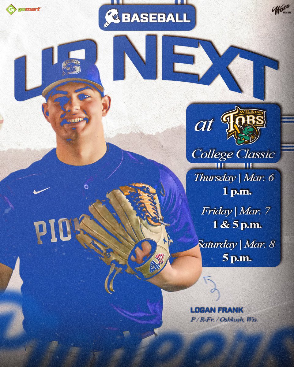 𝐔𝐏 𝐍𝐄𝐗𝐓!

ℹ️ Wilson Tobs Classic
🗓️ Mar. 6-8

#GoPioneers