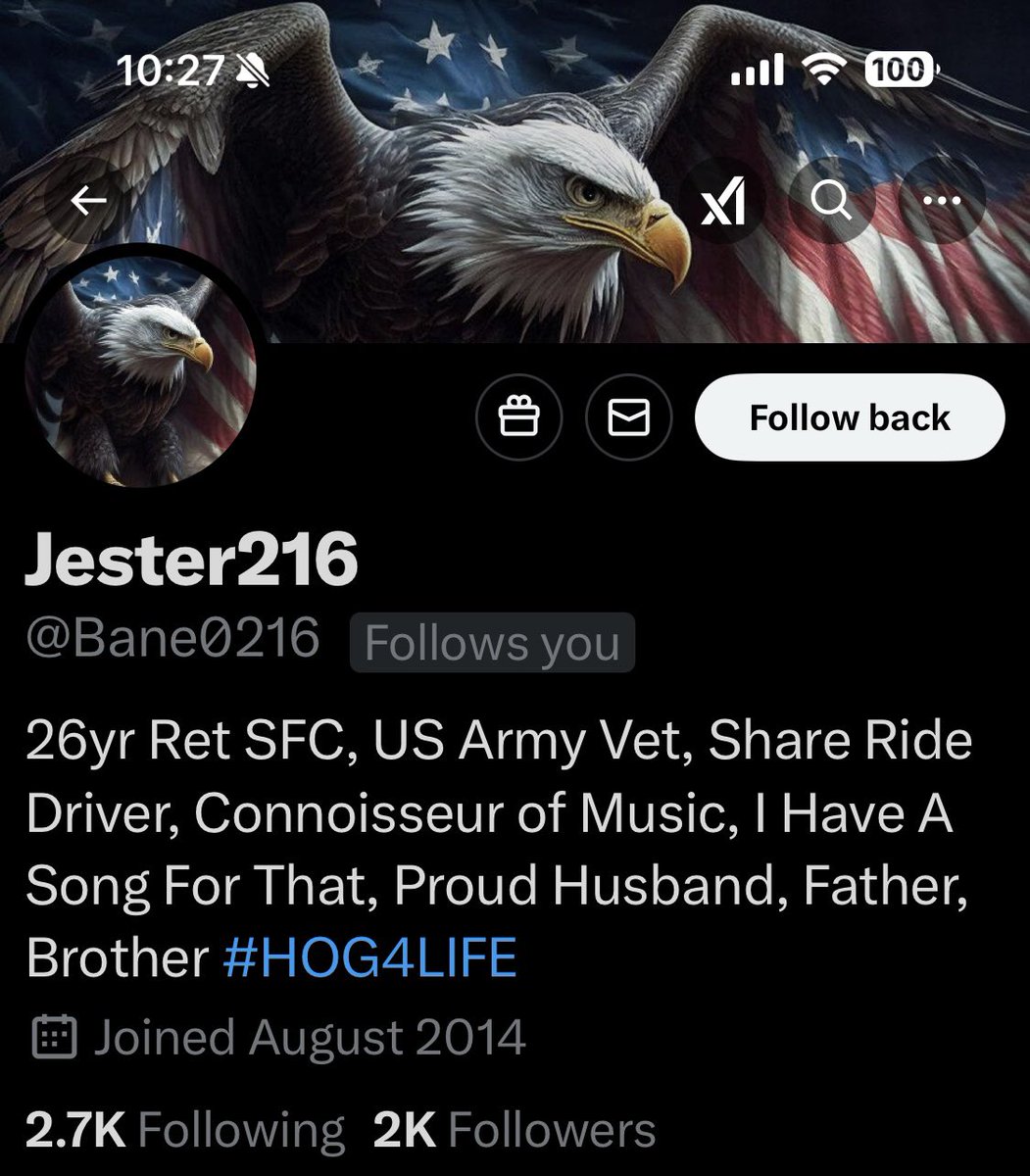Please give <a href="/Bane0216/">Jester216</a> a follow and a repost or shoutout to show our gratitude for his service.

US Army Veteran
26 Years Retired SFC

Thank you for your service.  We appreciate you.

*These shoutouts are unsolicited and a show of gratitude and respect and are not a request for a