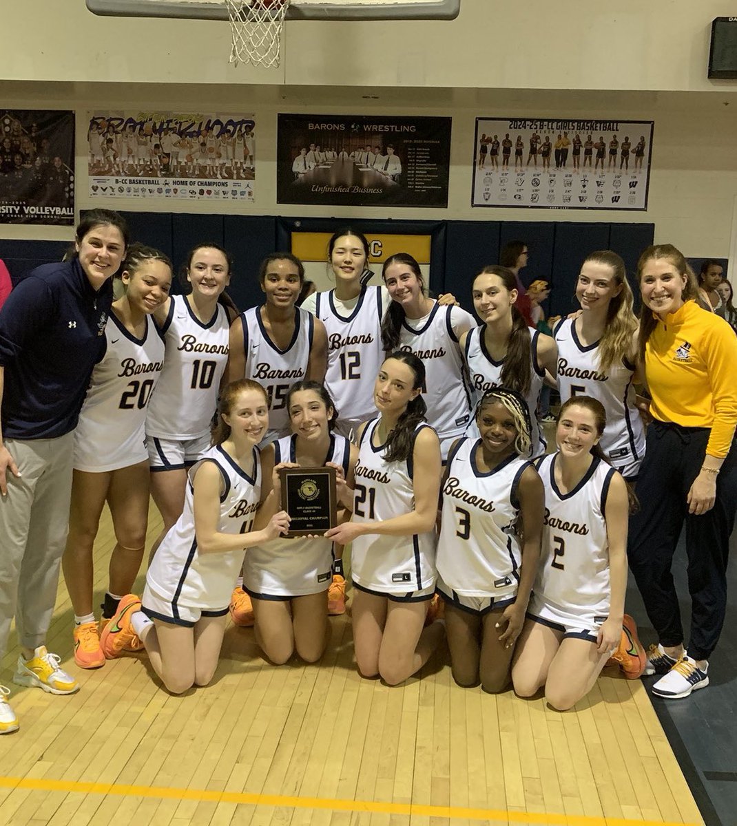 BACK TO BACK REGION CHAMPS!!! The Barons defeat Churchill 62-48 in front of an electric home crowd. The charge was led by Frances Doyle (18pts), Chelsey Barr (14pts), Sasha Barr (12pts), and Elisha Robinson (10pts). B-CC hosts the State Quarterfinals on Friday! 
#neversatisfied