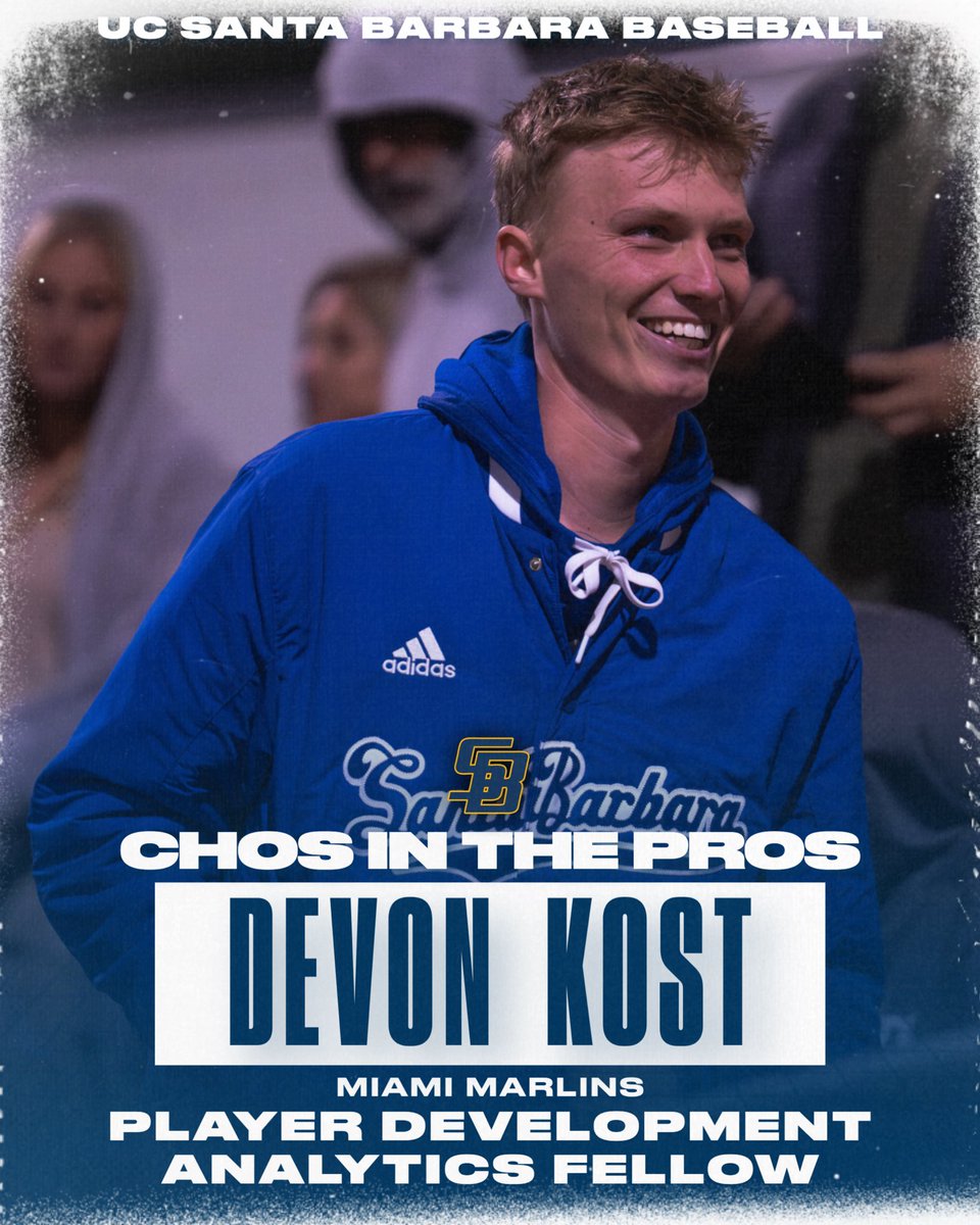 The newest member of Chos in the Pros 🫡

Join us in congratulating Director of Analytics Devon Kost on his new job with the Miami Marlins! 

#GoChos | #ChosInThePros