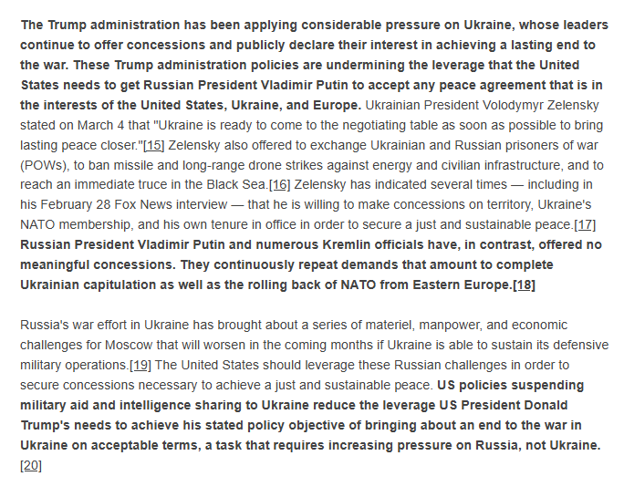 TheStudyofWar's tweet image. The Trump administration has been applying considerable pressure on Ukraine, whose leaders continue to offer concessions and publicly declare their interest in achieving a lasting end to the war. These Trump administration policies are undermining the leverage that the United…