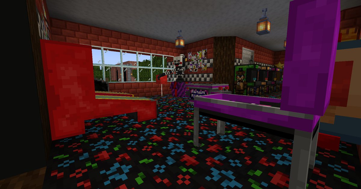 MiloTheFox1938's tweet photo. Main stage room is done updated Arcade room and a early look at where you order food and drink from the kitchen, I say I'm at 20% to 25% on the inside of the pizzeria. finally add the roof lanterns are temporary. https://t.co/oEU5LYvAjj