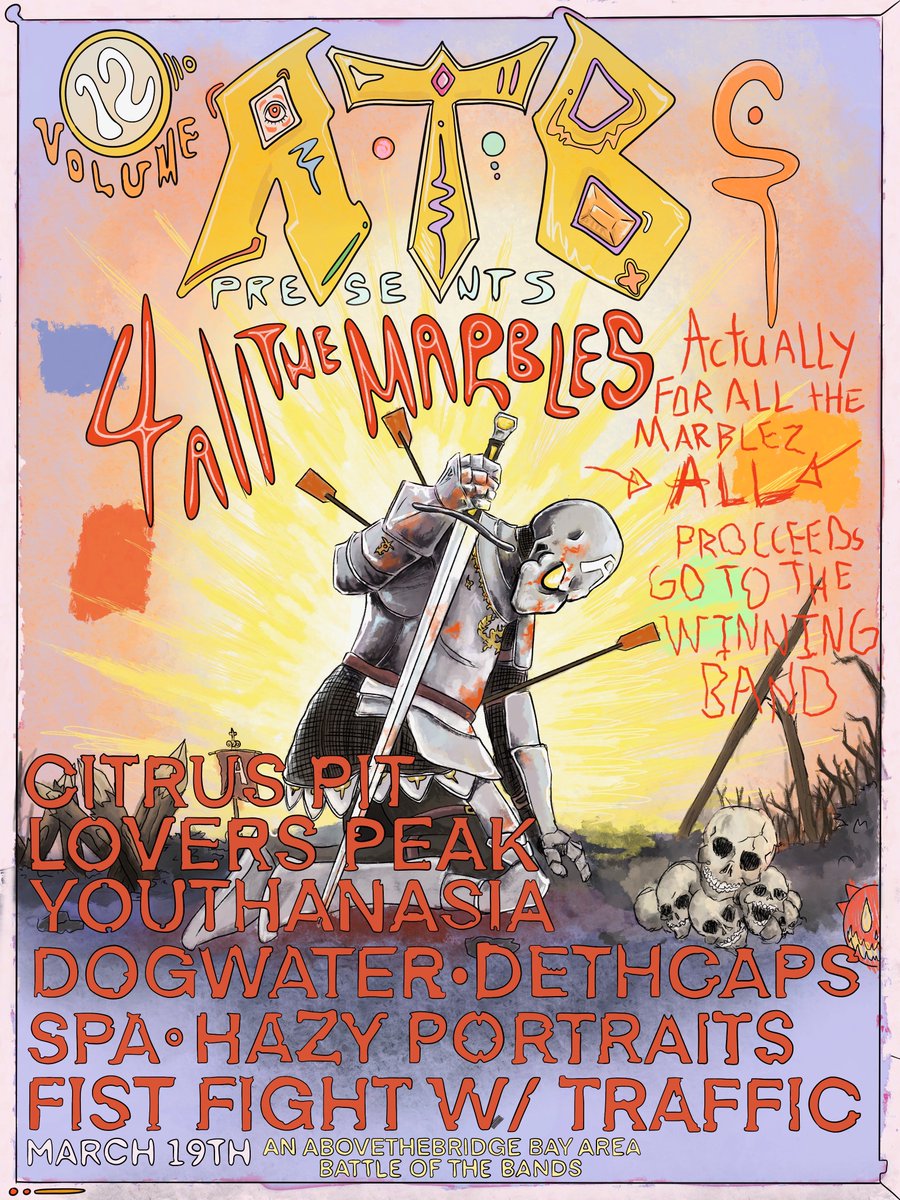AboveTheBridgee's tweet photo. Bay Area, stand tf up. It’s time for an old fashioned BATTLE OF THE BANDS 🫡

All ages, doors at 6:30, let’s party. 8 bands for $10, deal of a god damn life time - Tickets in bio ♥️ 🎟️

https://t.co/ofFec8eI4B https://t.co/GZIVagZSRo