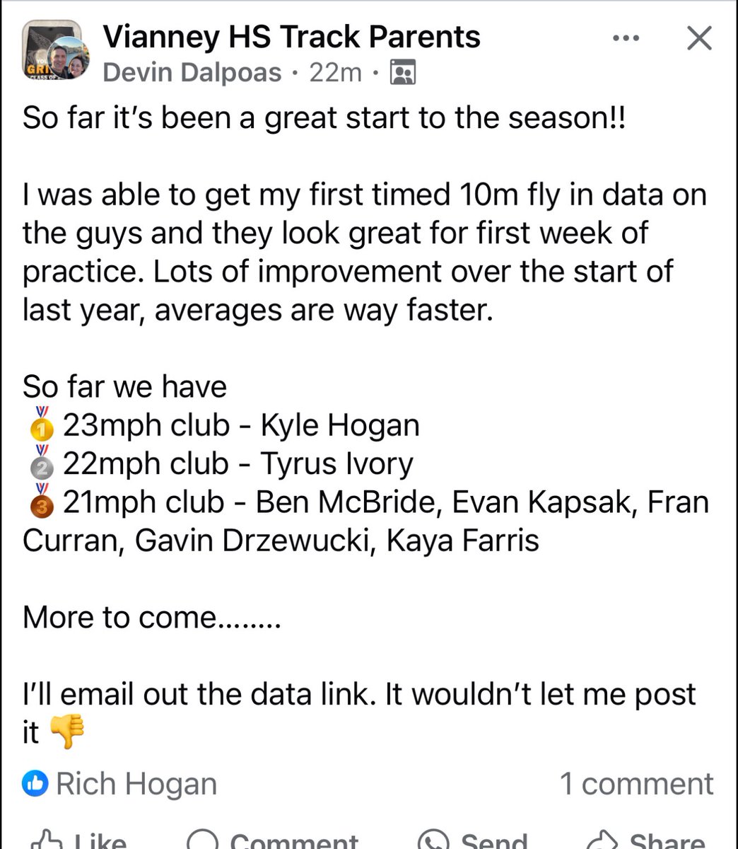 Can’t wait for the track season to start, and show the immense amount of work that has been put in this offseason with the help of <a href="/BrendanThompsn/">Brendan Thompson, PT, DPT</a>. 23 MPH Club 💨
<a href="/ArlenHarrisSr/">Arlen Harris Sr.</a> <a href="/trainrunit/">Run It Performance</a> <a href="/CoachStarkey20/">Christopher Starkey</a> <a href="/vianneygriffins/">Vianney Griffins</a> <a href="/FBCoachMitch/">Coach Alex Mitchell</a> <a href="/CoachMillyRock/">Coach Millhouse</a> <a href="/McgarrahCoach/">Coach Jarvis McGarrah</a>