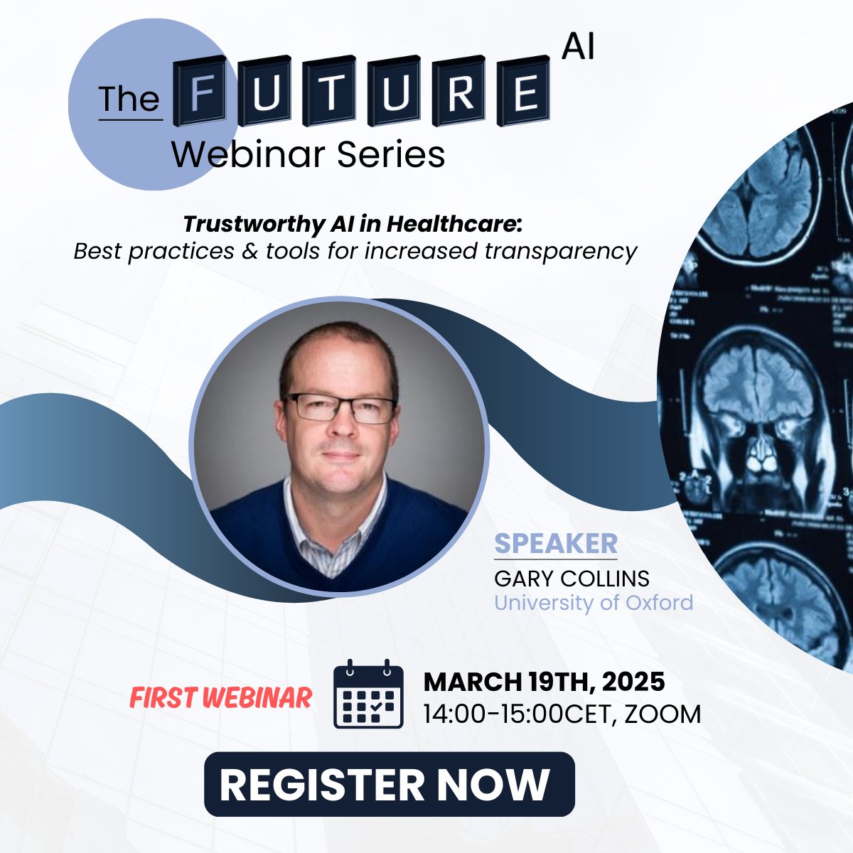 🚀We are excited to launch the FUTURE-AI Webinar Series, designed to dive deeper into the #FUTUREAI guideline for trustworthy AI and continue the conversation about advancing AI in healthcare.

📅 March 19 at 14:00CET  
📢Professor Gary Collins
➡️Register: shorturl.at/yEEAF