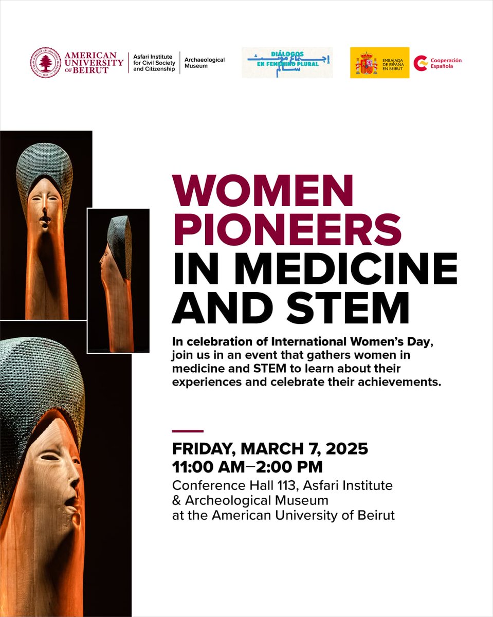 España en Líbano (@embespanalibano) on Twitter photo WOMEN PIONEERS IN MEDICINE AND STEM.
<a href="/AECID_es/">AECID</a> <a href="/EmbEspanaLibano/">España en Líbano</a> <a href="/AUB_Lebanon/">American University of Beirut</a> <a href="/AsfariInstitute/">Asfari Institute for Civil Society & Citizenship</a> WOMEN PIONEERS IN MEDICINE AND STEM.
<a href="/AECID_es/">AECID</a> <a href="/EmbEspanaLibano/">España en Líbano</a> <a href="/AUB_Lebanon/">American University of Beirut</a> <a href="/AsfariInstitute/">Asfari Institute for Civil Society & Citizenship</a>