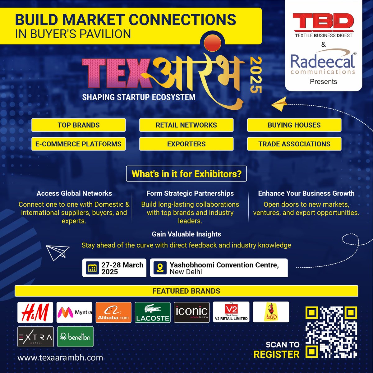 TextileValue's tweet image. 🚀 TEXआरंभ 2025 – Shaping the Startup Ecosystem! 🚀
Join the ultimate textile &amp;amp; fashion networking event where top brands, retailers, exporters, and e-commerce platforms come together! 🏆✨

#TexAarambh2025 #TextileNetworking #FashionStartups